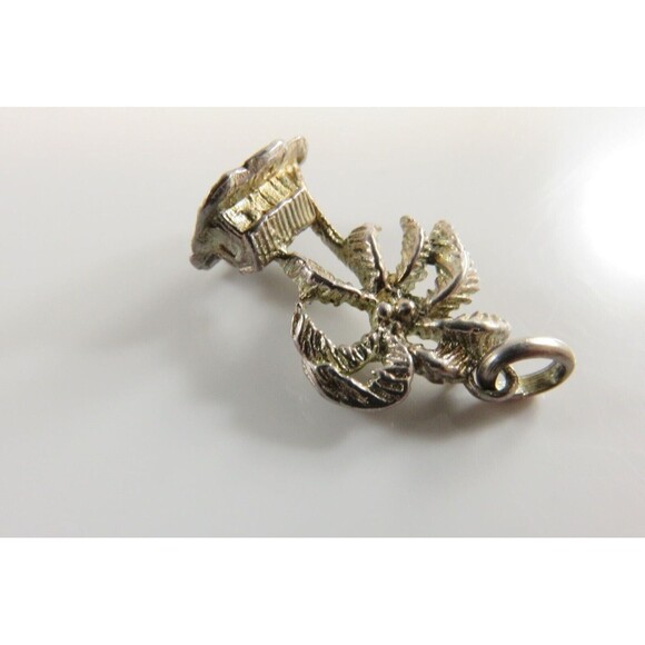 Vintage Silver Martinique 3D Palm Tree Charm with Cabin - Picture 4 of 6